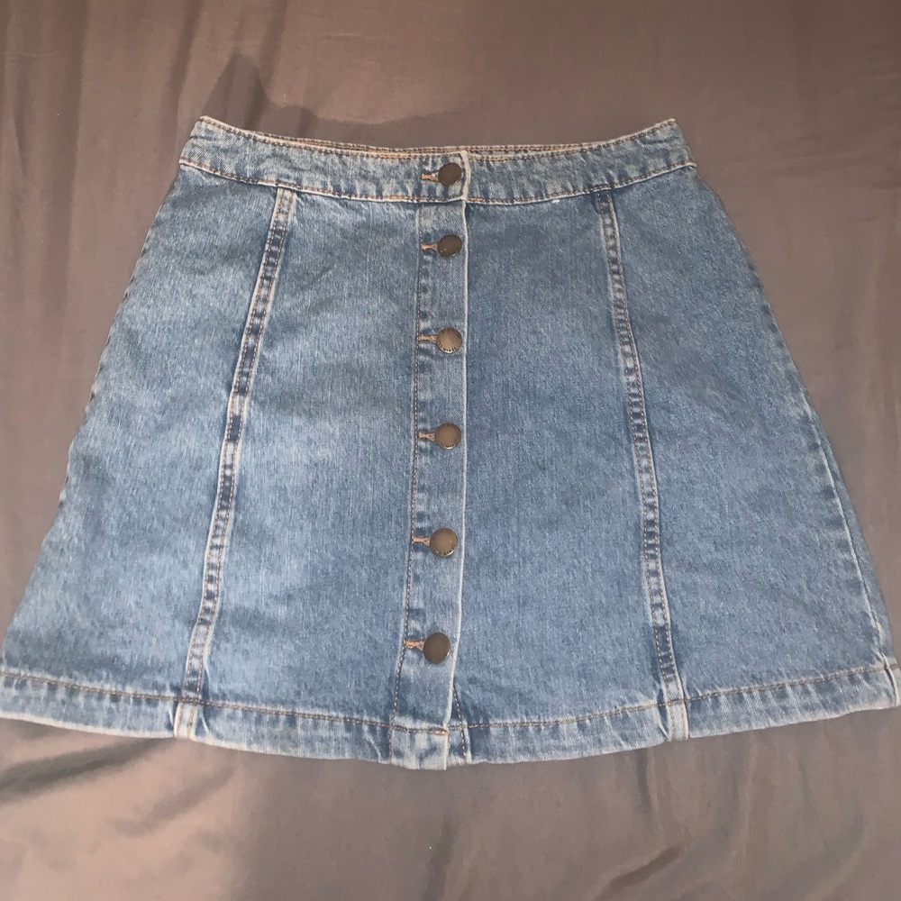 Mini button up denim skirt